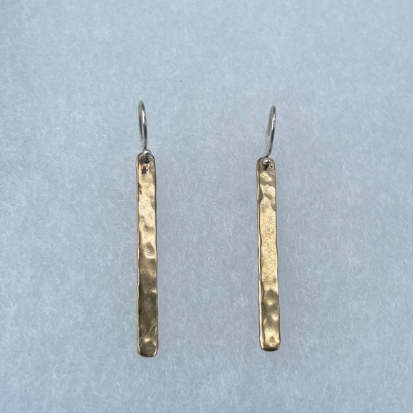 Baroni Bar Drop Sterling Silver & Gold Vermeil Earrings - Picture 1 of 3